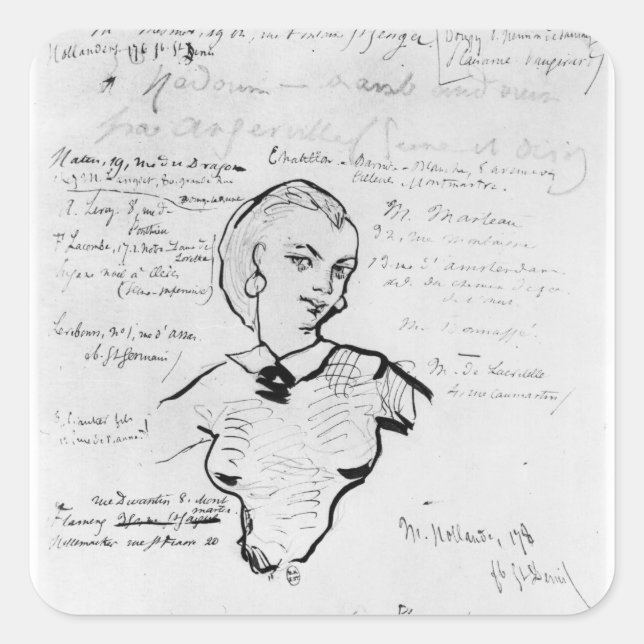 Sticker Carré Portrait de Jeanne Duval (Devant)