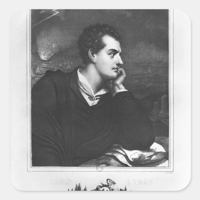 Sticker Carré Portrait de Lord Byron (Devant)