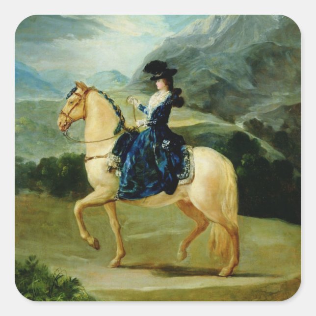 Sticker Carré Portrait de Maria Teresa de Vallabriga à cheval (Devant)