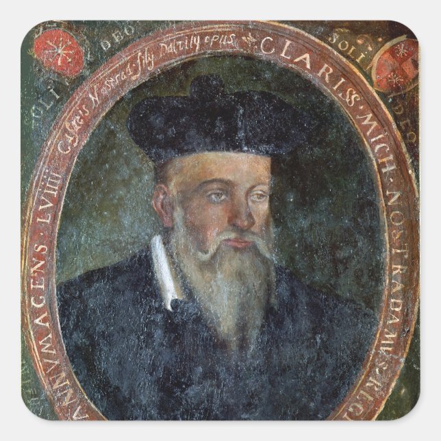 Sticker Carré Portrait de Michel de Nostradame (Devant)