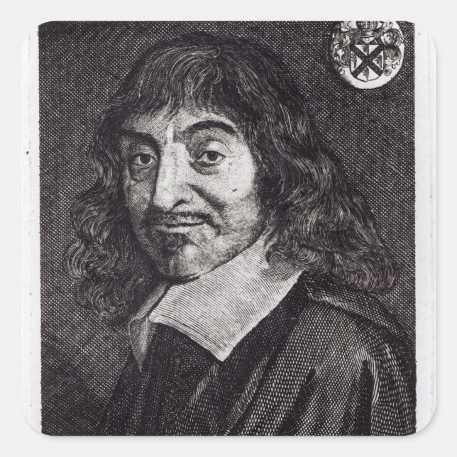 Sticker Carré Portrait de René Descartes (Devant)