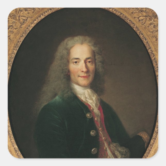 Sticker Carré Portrait de Voltaire après 1718 (Devant)