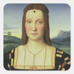 Sticker Carré Portrait d'Elizabeth Gonzaga, c.1504 (huile sur le