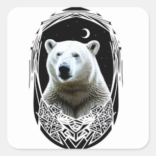 Sticker Carré Portrait d'ours polaire