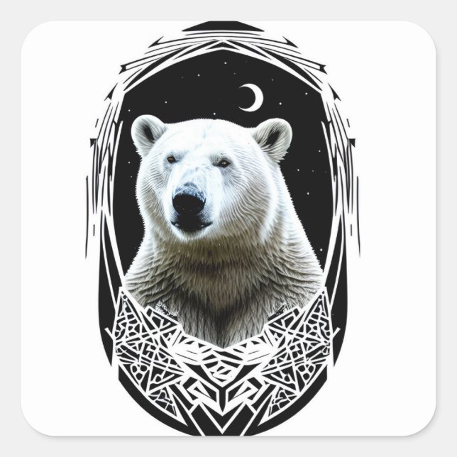 Sticker Carré Portrait d'ours polaire (Devant)