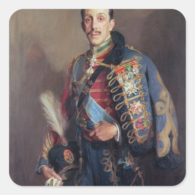 Sticker Carré Portrait du roi Alfonso XIII d'Espagne, 1927 (Devant)