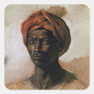 Sticker Carré Portrait d'un Turc dans un Turban, c.1826