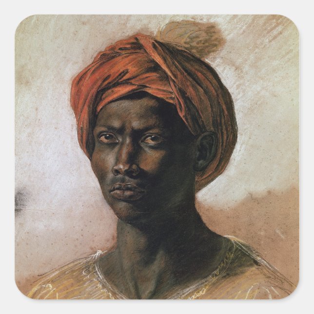 Sticker Carré Portrait d'un Turc dans un Turban, c.1826 (Devant)