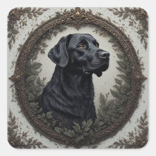 Sticker Carré Portrait élégant de Labrador noir