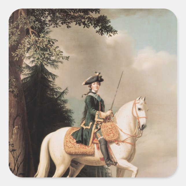 Sticker Carré Portrait équestre de Catherine II (Devant)