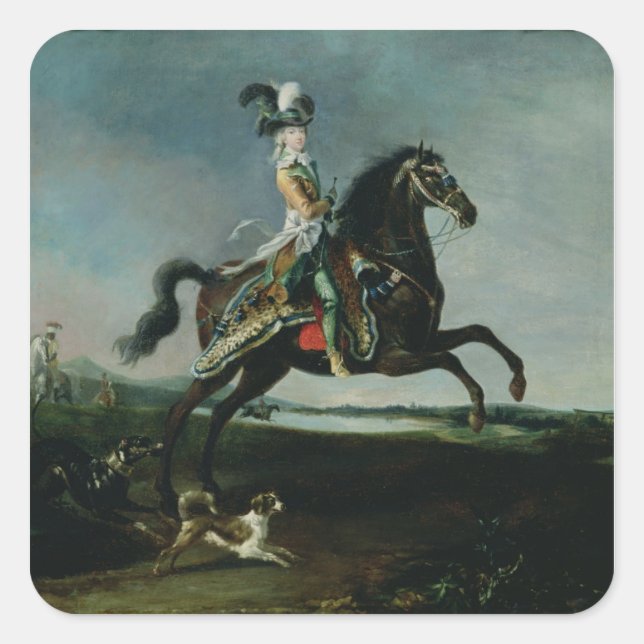 Sticker Carré Portrait équestre de Marie-Antoinette (Devant)