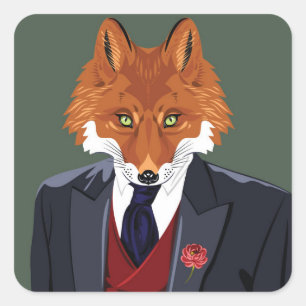 Sticker Carré Portrait Foxy