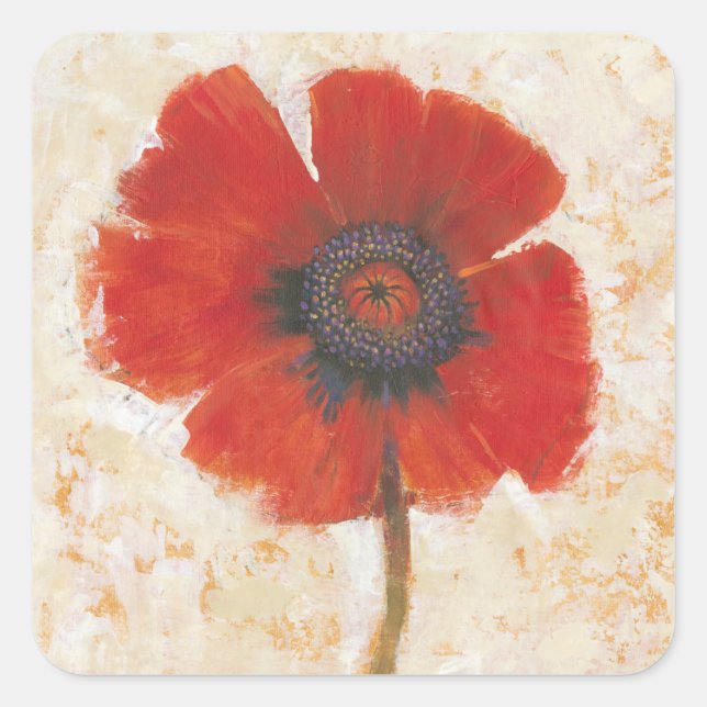 Sticker Carré Portrait Red Poppy (Devant)