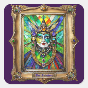 Sticker Carré Portraits du Monde de Mardi Gras - La Prêtresse