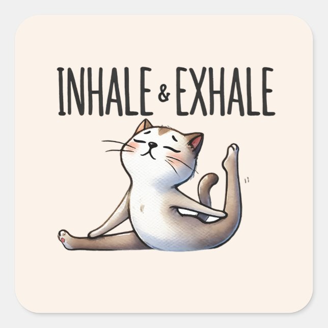 Sticker Carré Pose de Yoga Chat - Hale & Exhale (Devant)