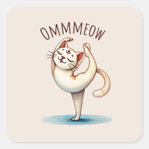 Sticker Carré Pose de Yoga de chat - Meow