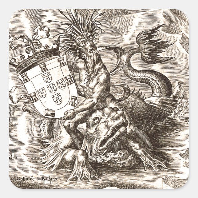 Sticker Carré Poséidon en mer (Devant)