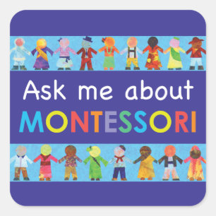 Sticker Carré Posez-moi des questions sur MONTESSORI