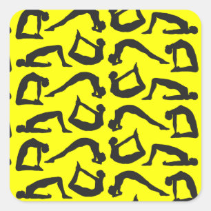 Sticker Carré Positions de yoga Silhouettes