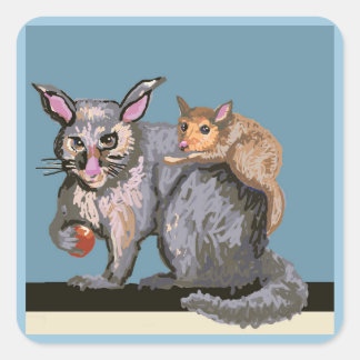 Sticker Carré Possum and baby