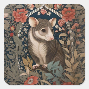 Sticker Carré Possum William Morris Inspiré Floral