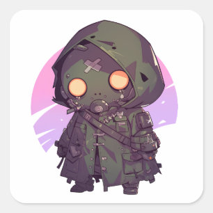 Sticker Carré Post Apocalyptic Wanderer dans le style anime Stic