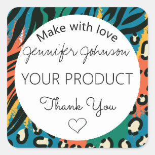 Sticker Carré Poster de animal Colorfu