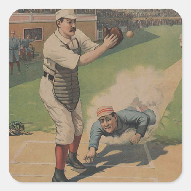 Sticker Carré Poster de baseball (Devant)