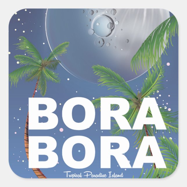 Sticker Carré Poster de Bora Bora Moon Travel (Devant)
