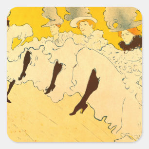 Sticker Carré Poster de la fille dansante Jaune Toulouse Lautrec