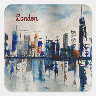 Sticker Carré Poster de peinture Abstraite de London City Skylin