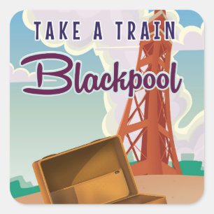 Sticker Carré Poster de voyage Blackpool vintage