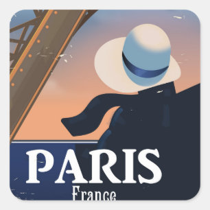 Sticker Carré poster de voyage Tour Eiffel Paris France