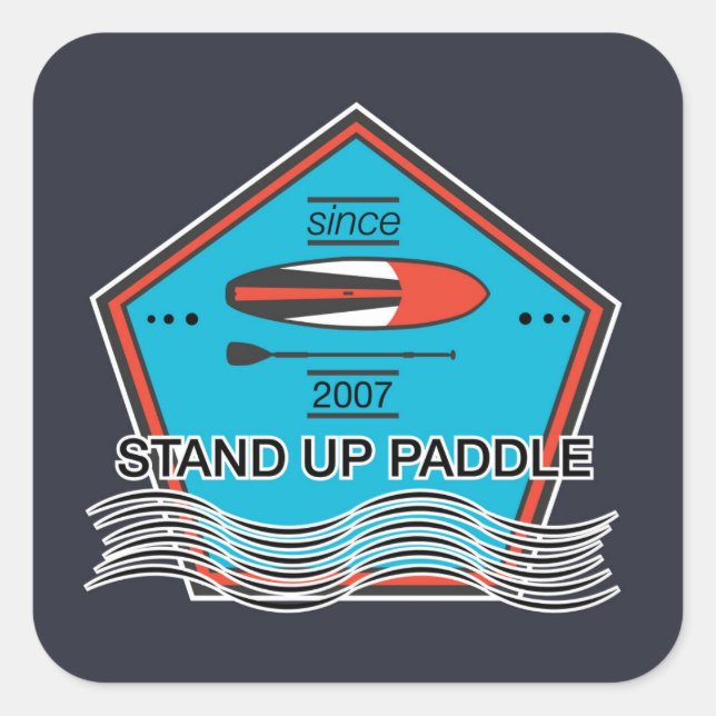 Sticker Carré Poster Stand Up Paddle (Devant)