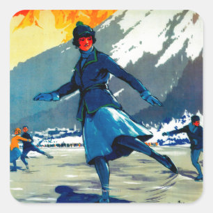 Sticker Carré Poster Vintage Chamonix-Mont-Blanc Europe