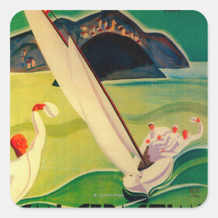 Sticker Carré Poster Vintage San Sebastian Europe