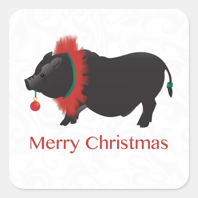 Sticker Carré Potbellied Cochon Joyeux Noël Design (Devant)