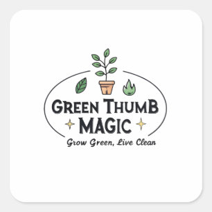Sticker Carré Poucette Verte Magique   T-Shirt de Jardinage Urba