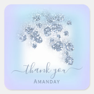 Sticker Carré Poudré bleu pailleté floral violet mariage 16 ans