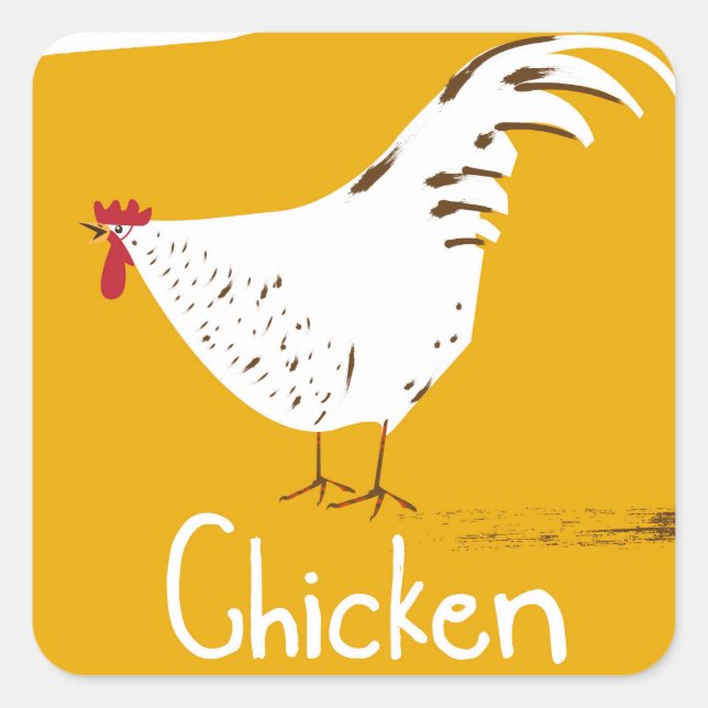 Sticker Carré Poulet vintage (Devant)