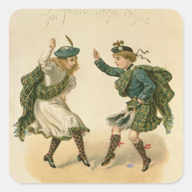 Sticker Carré Pour Auld Lang Syne - Un Joyeux Noël" (Devant)