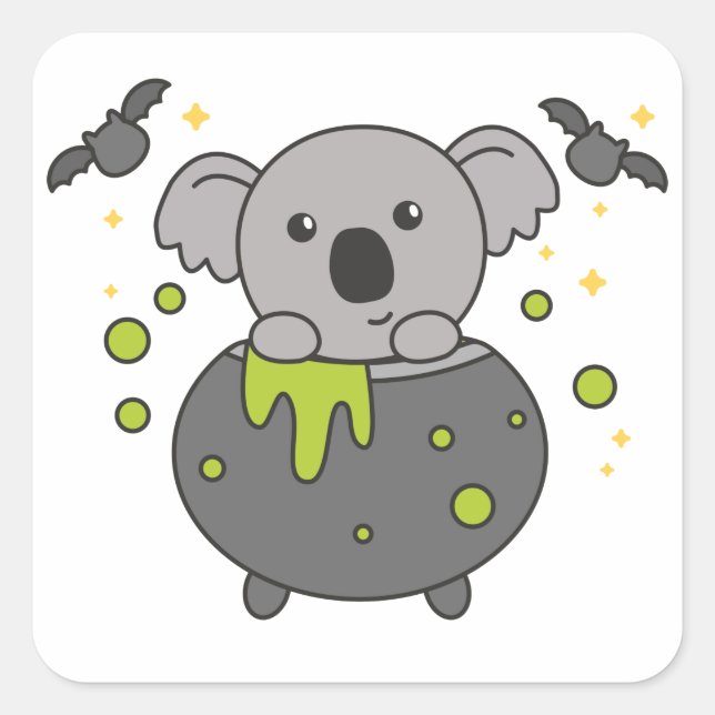 Sticker Carré pour chauve-souris Koala Halloween (Devant)