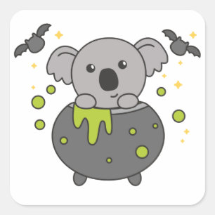 Sticker Carré pour chauve-souris Koala Halloween