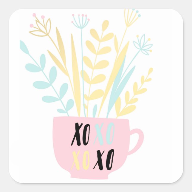 Sticker Carré pour enfants Xoxo Cute Hugs and Kiss (Devant)