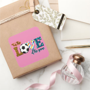 Sticker Carré Pour L'Amour Du Jeu Soccer Maman Leopard