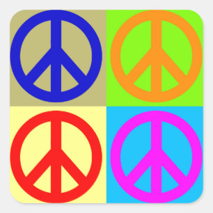 Sticker Carré pour symbole Pop Art Peace