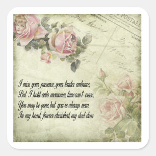 Sticker Carré Pour toujours dans nos coeurs : Souvenir de papa
