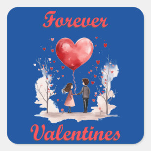 Sticker Carré Pour toujours les Valentines !