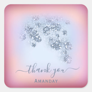 Sticker Carré Poussiéreux Bleu Glitter Bordeaux Merci 16ème