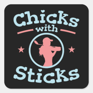Sticker Carré Poussins avec bâtons Golf Femmes